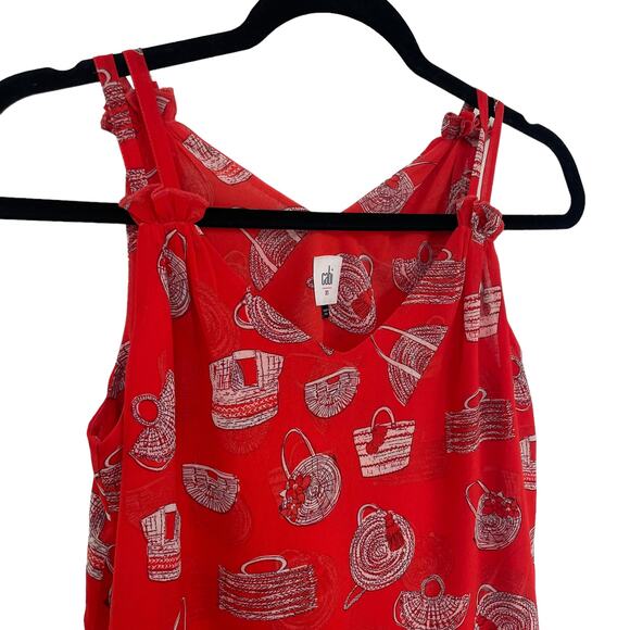 Cabi Nantucket Purse Pattern Layered Cami Tank Top Blouse Red XS - Picture 2 of 7